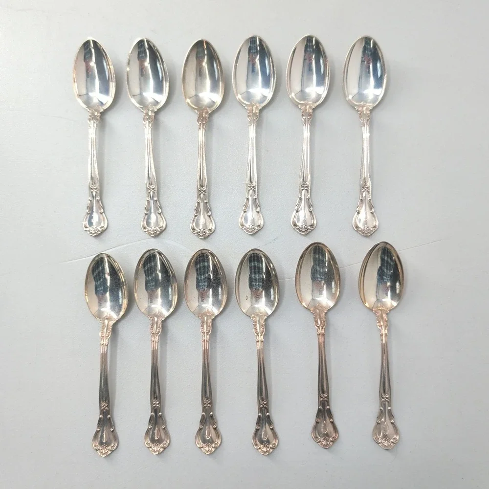 Gorham Chantilly Sterling Silver Teaspoons Set of 12 Monogram Pat. Mark 97